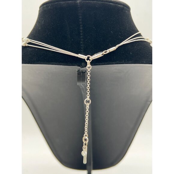 Kenneth Cole New York Triple Strand Necklace With White & Silver Beads Adjustabl - Picture 4 of 8